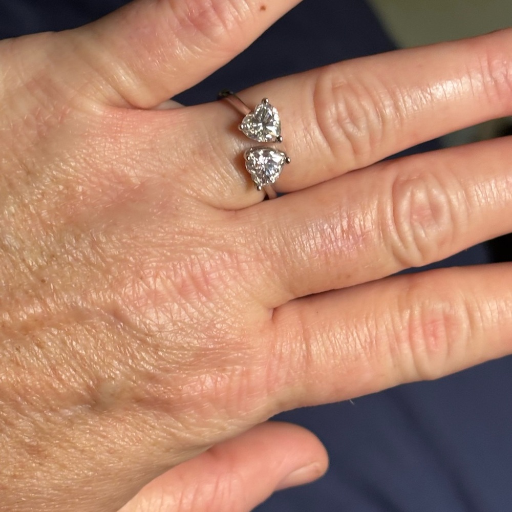 Beautiful Two carat Heart Moissanite Ring size 7 but can be adjusted.